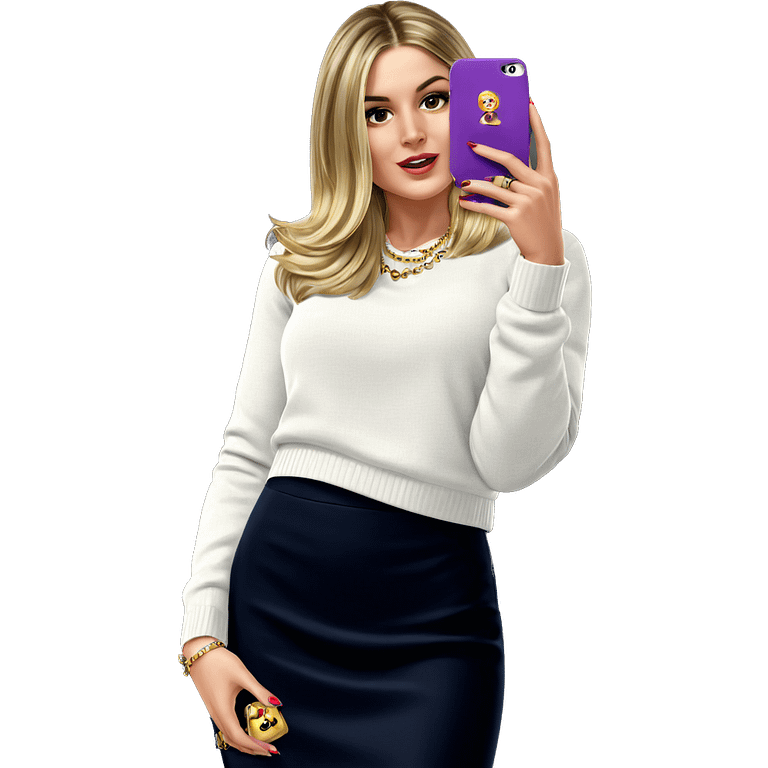 blonde girl with jewelry bag emoji