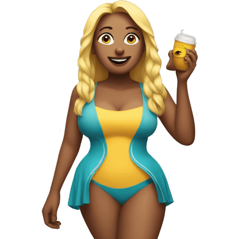 women minion in swim suit, curvy emoji