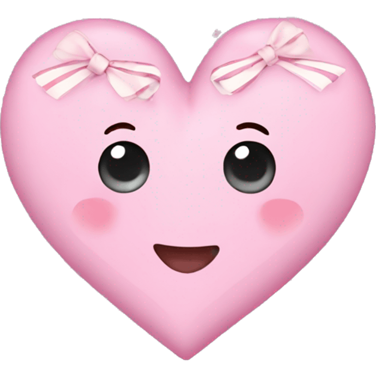 Coquette heart, light pink with bows emoji