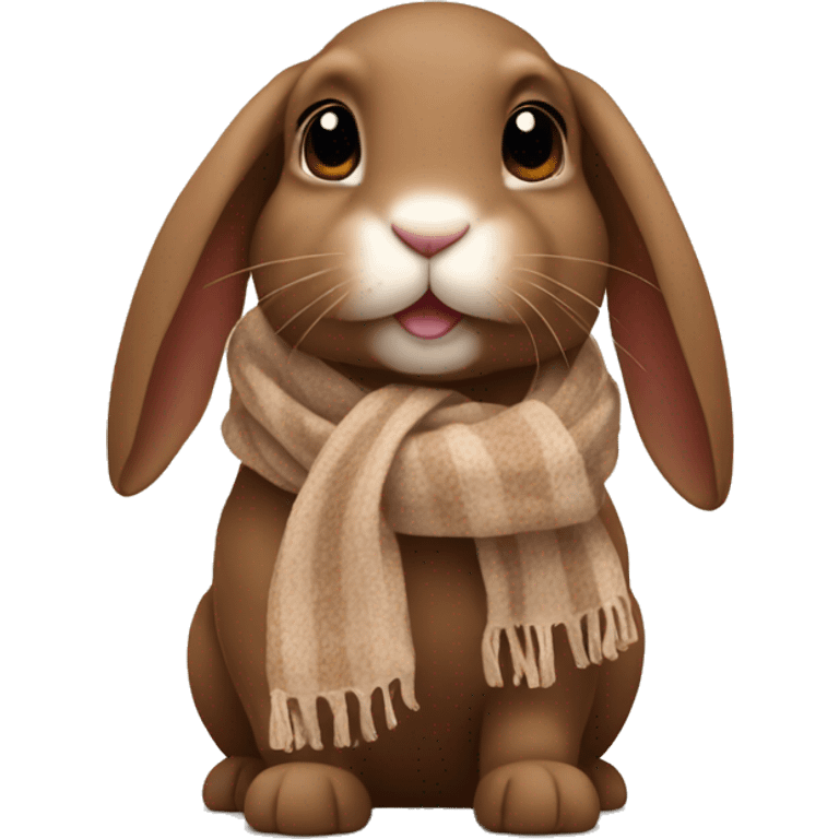 Brown lop bunny with a scarf emoji