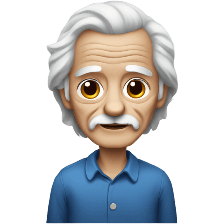 Old man with blue eyes and black long haired chihuahua emoji