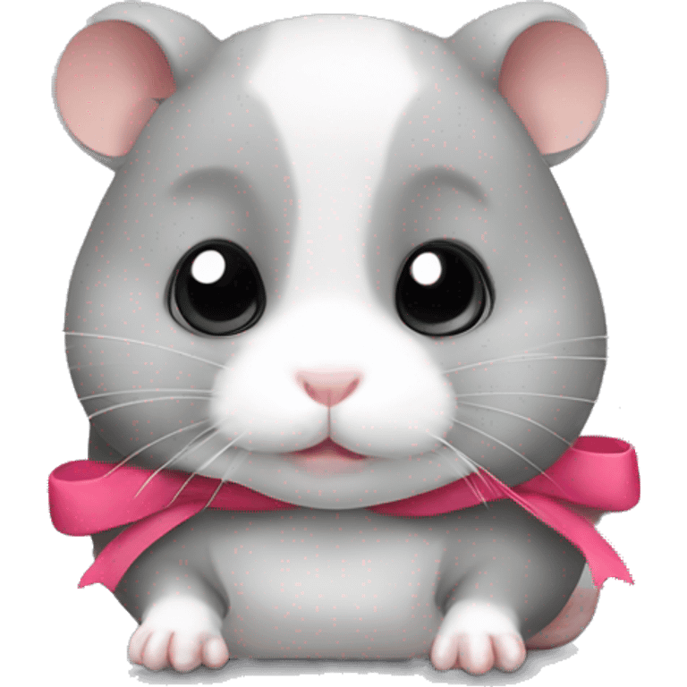 Grey hamster with a bow emoji