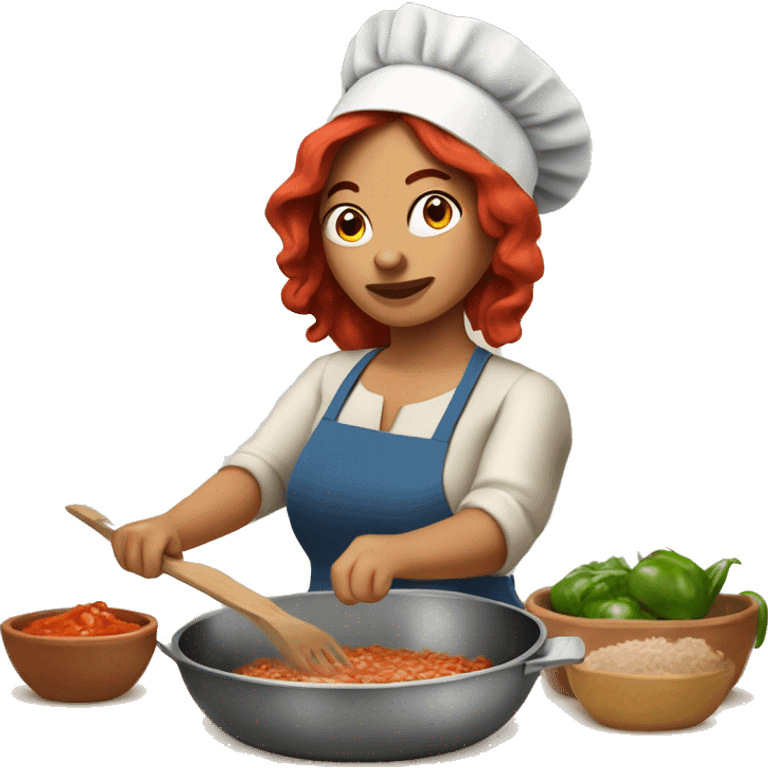 Red hair Mexican woman cooking birria emoji