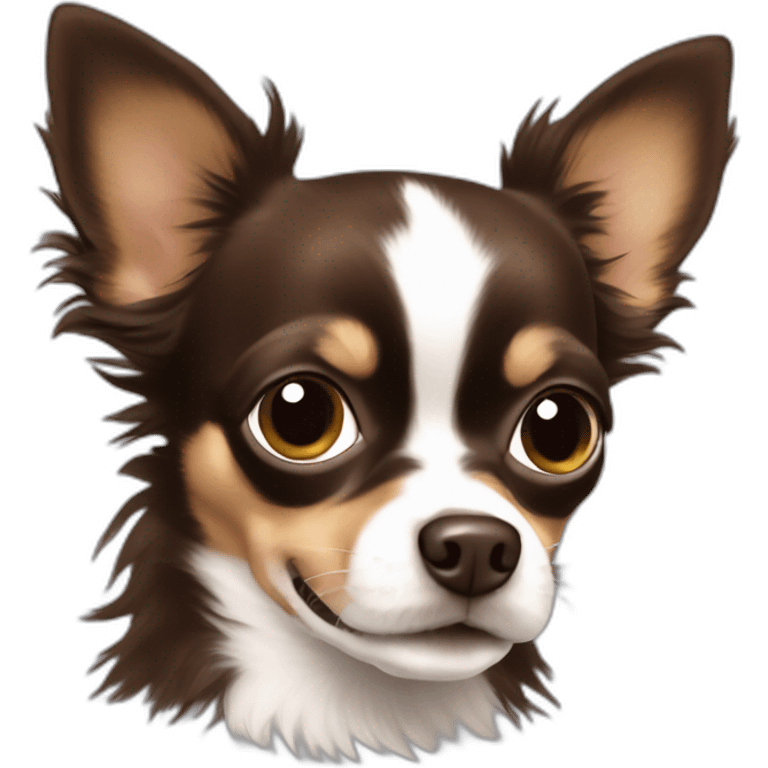 dark brown long haired chihuahua with baby-face emoji