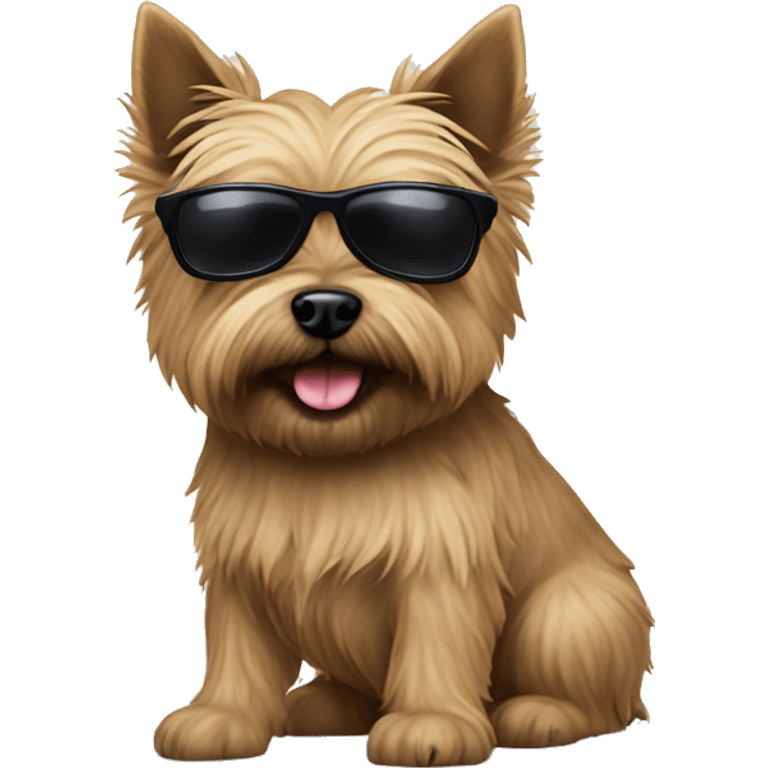 Cairn terrier with  sunglasses pooping emoji