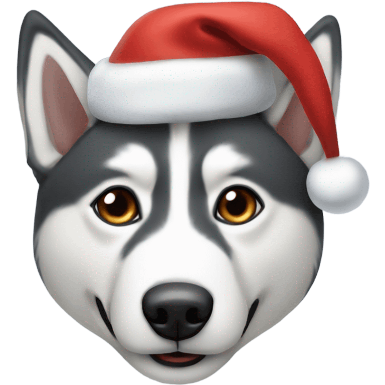 Husky with a Santa hat emoji