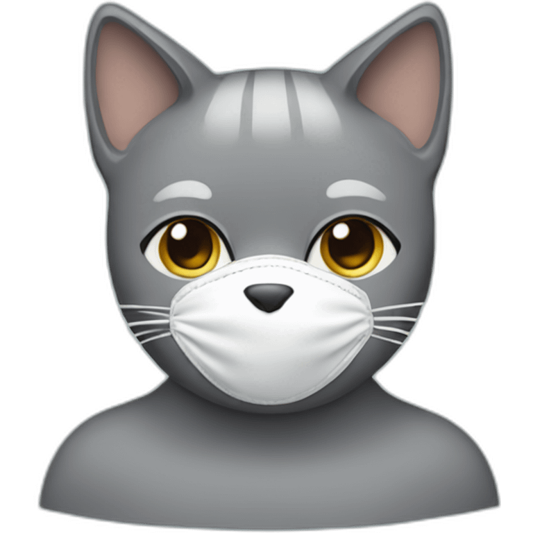 Gray cat with face mask emoji