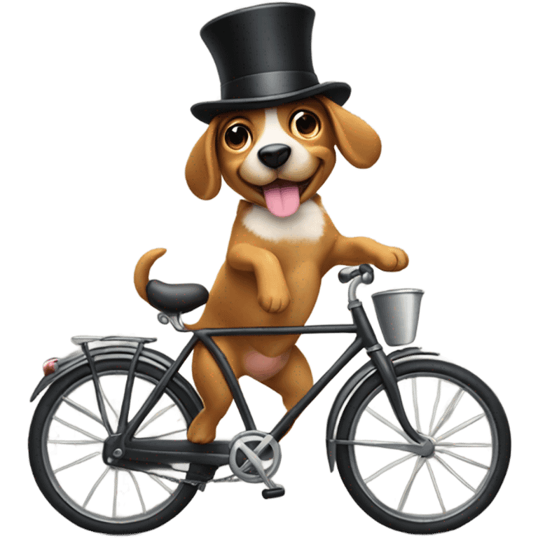 dog with tophat on  a  bike emoji