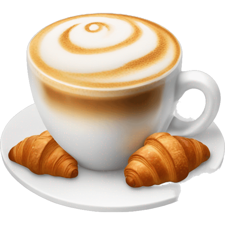 Cup of cappuccino with croissant emoji