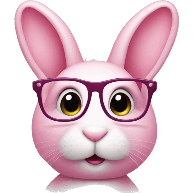 Pink bunny wearing glasses emoji