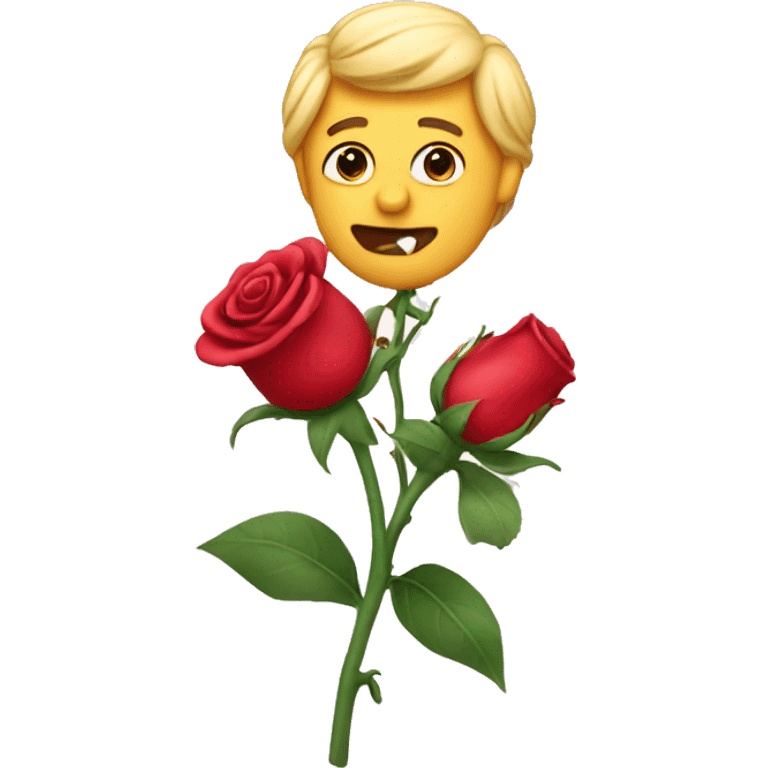 Emoji holding a rose emoji