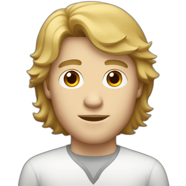 white man with a modern mullet brown hair emoji