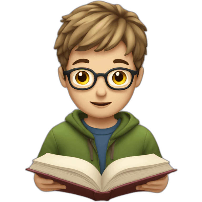 european boy reads a book emoji