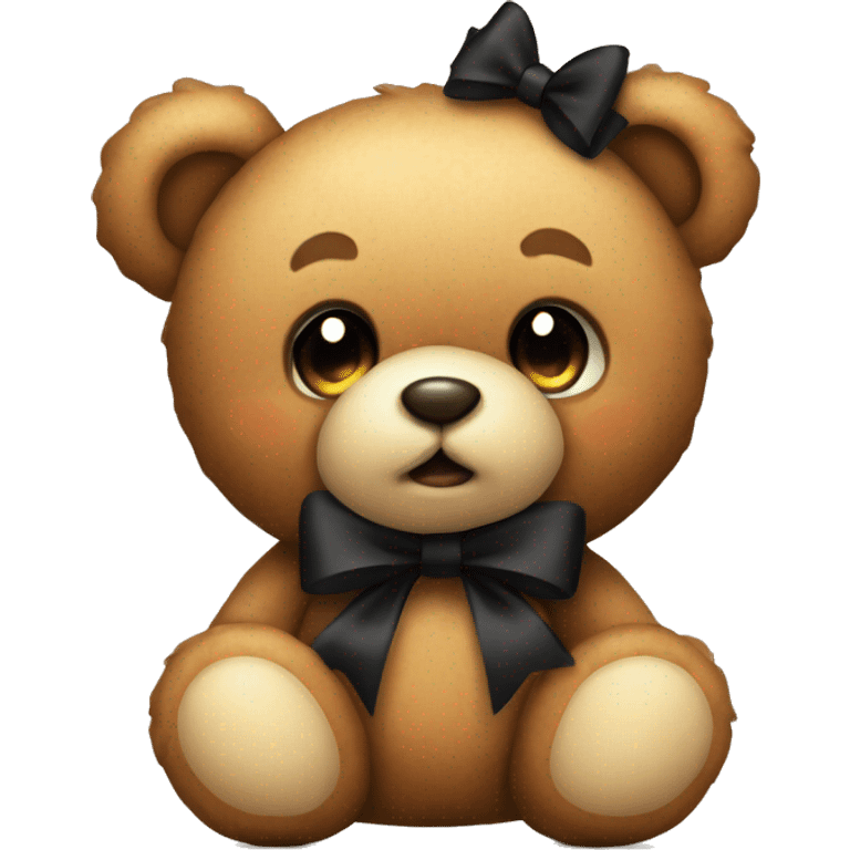 Cute teddy bear with black bow emoji