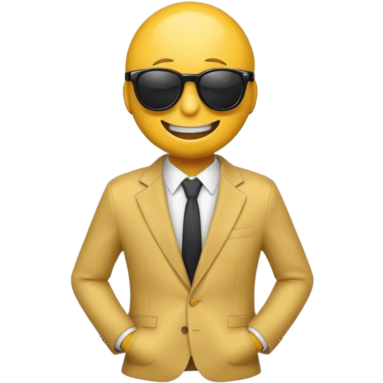 Classic Smiley face emoji with sunglasses, wearing a blazer emoji