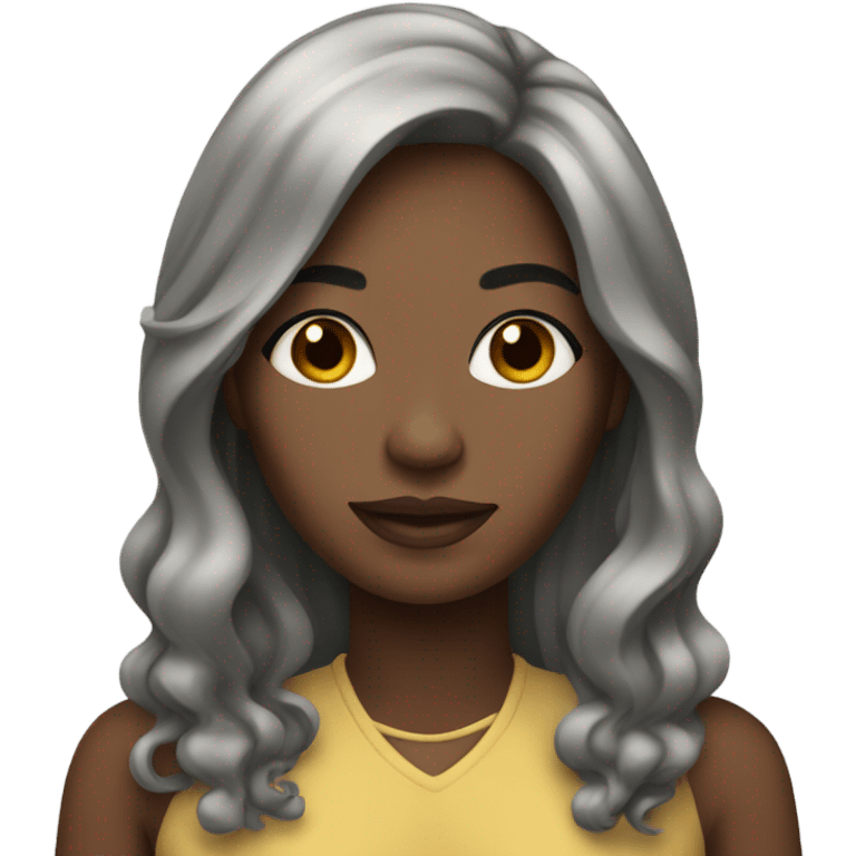 black woman with long hair and a nice top emoji