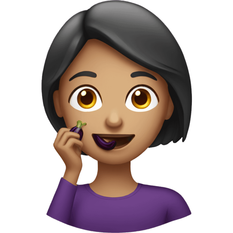 Women eating aubergines  emoji