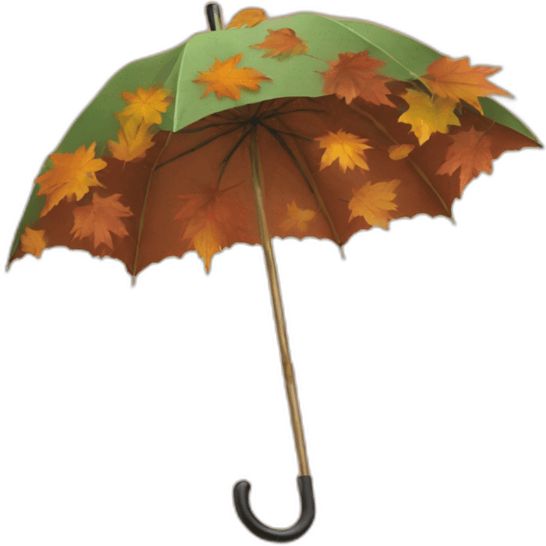 umbrella made of autumn leaves emoji