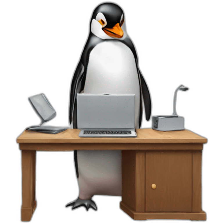 a penguin destroys his computer emoji