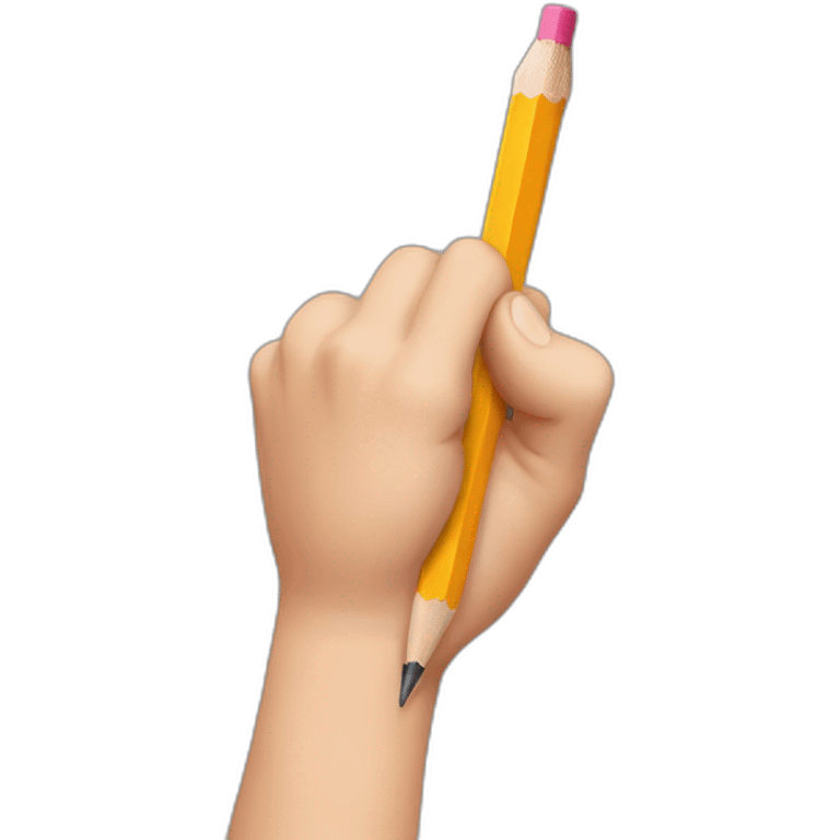 hand holding a big pencil in fist emoji