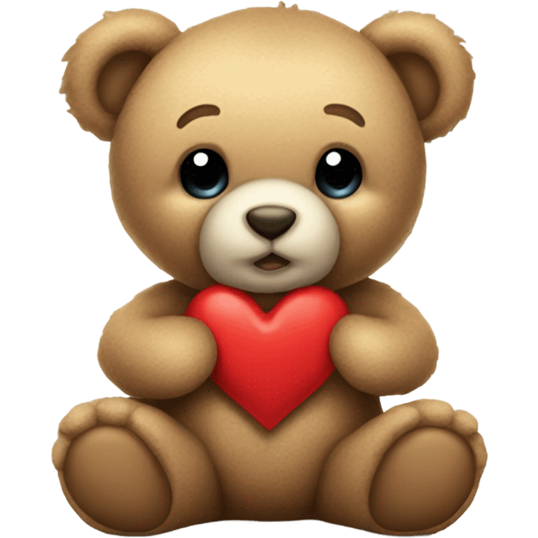 Teddy bear holding heart wearing a ribbon tied into a bow emoji