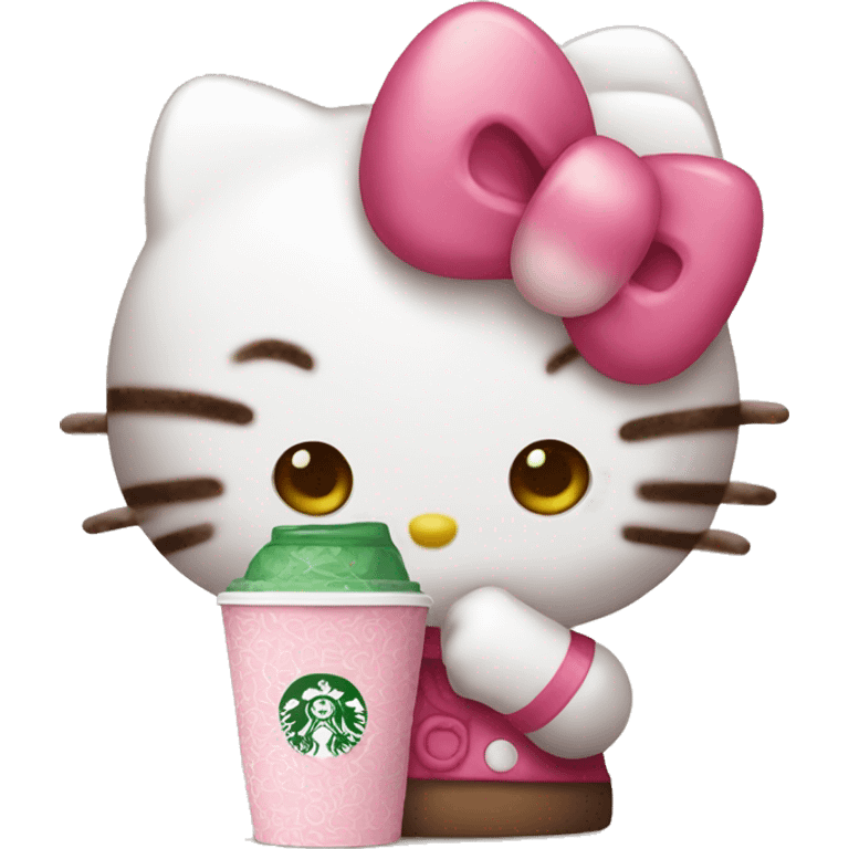 Hello kitty with Starbucks emoji