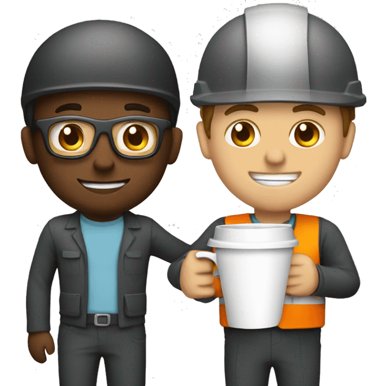  engineer with helmet holds coffee white man emoji