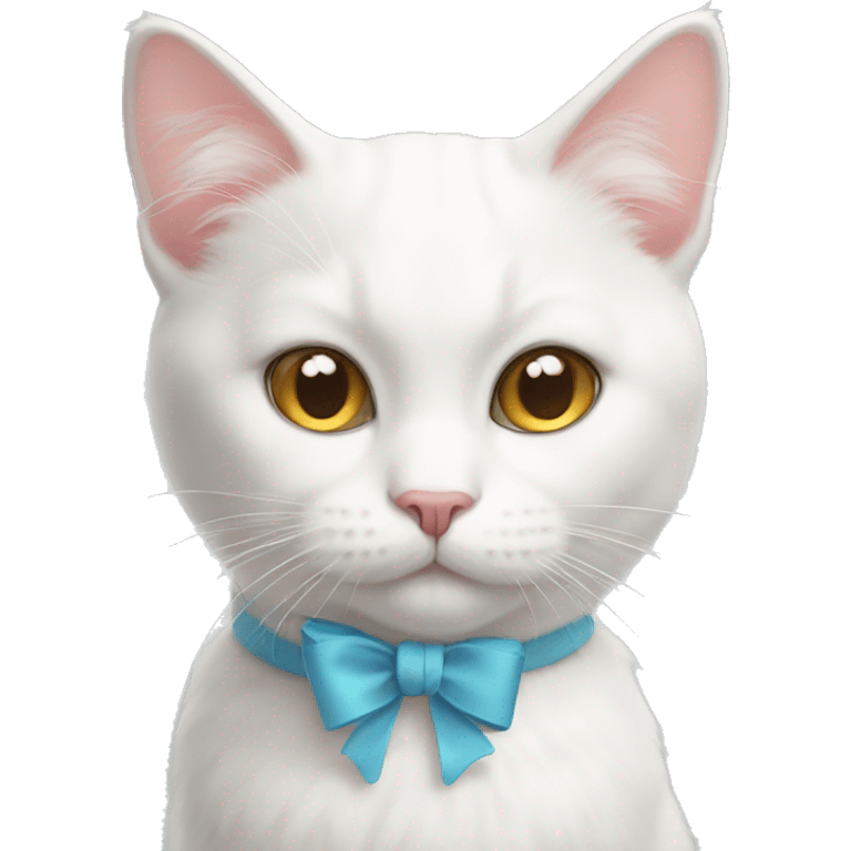 white cat with a bow emoji