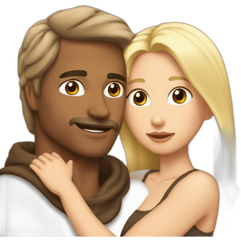 brune qui fait un calin a un blond emoji