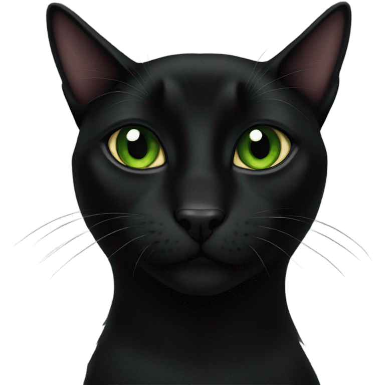 Black Bombay cat with green eyes emoji