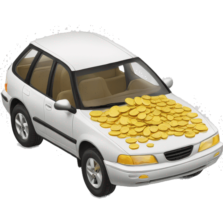 car brimming with gold coins emoji