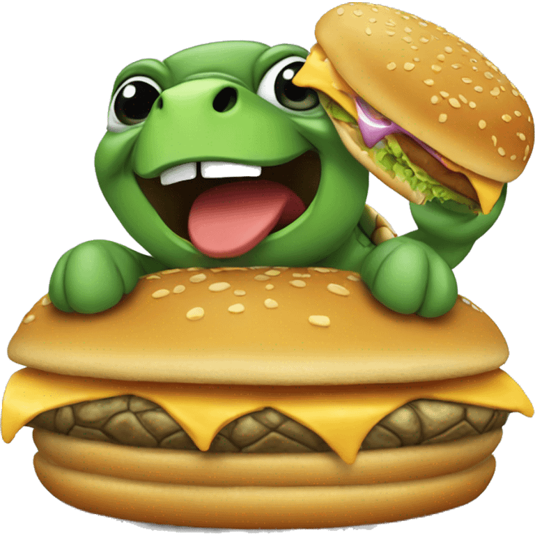 Turtle eating a burger  emoji