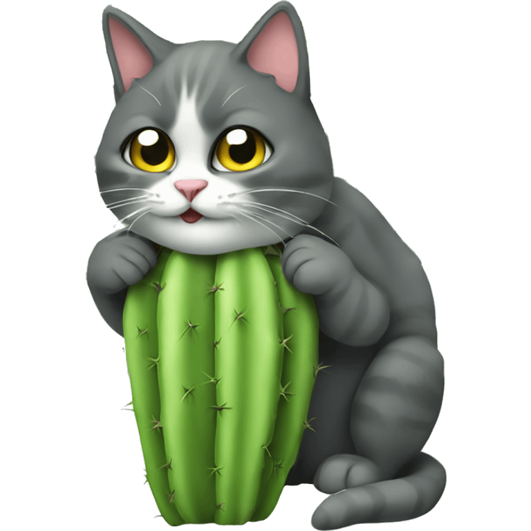 Stupid cat eating cactus emoji