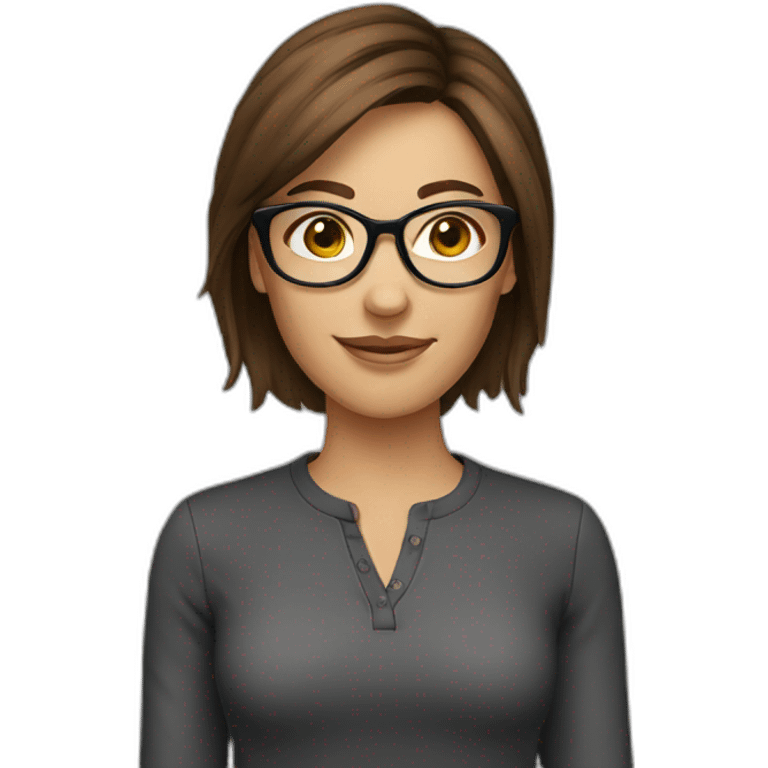 female brown hair glasses emoji