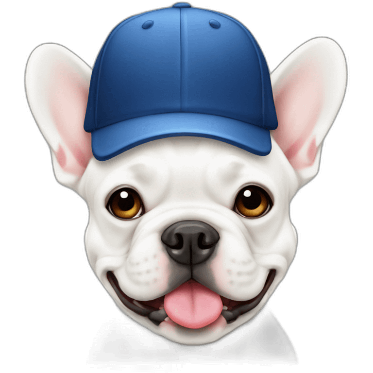 white FRENCH BULLDOG with with baseball hat emoji