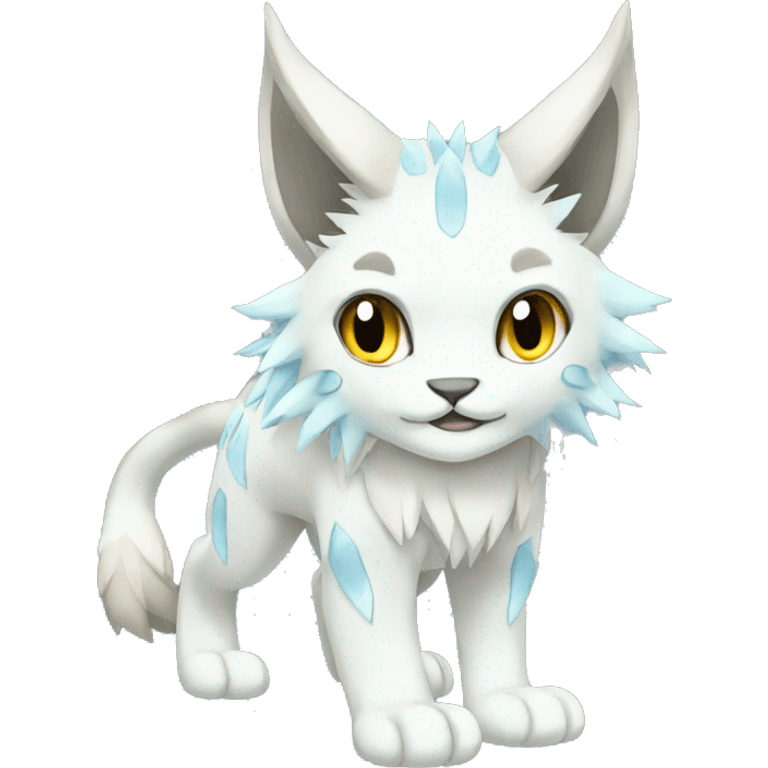 Ice-type Lynx-Fakemon full body emoji