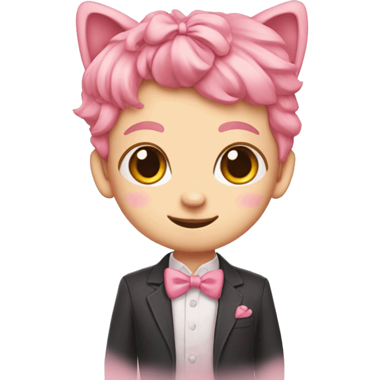 pink cats boy lovers with bow cute  emoji