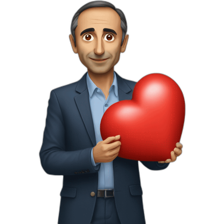 Eric zemmour holding a big heart emoji