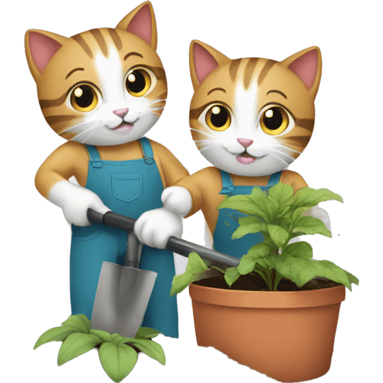 two cats gardening emoji