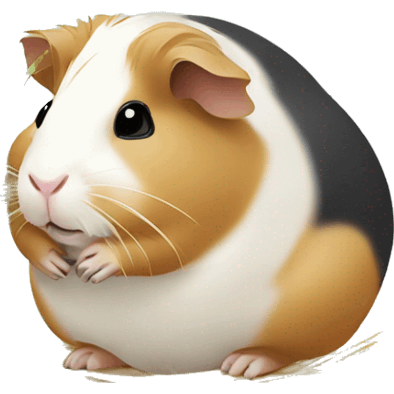 Guineapig eating  a strand of long grass hay  emoji