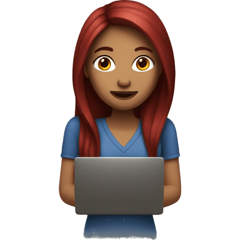 Woman that has Long Dark red hair playing on pc  emoji