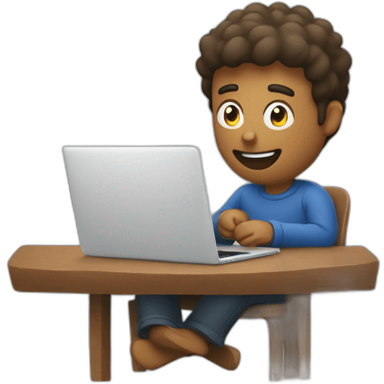 man happily watching youtube video on laptop emoji