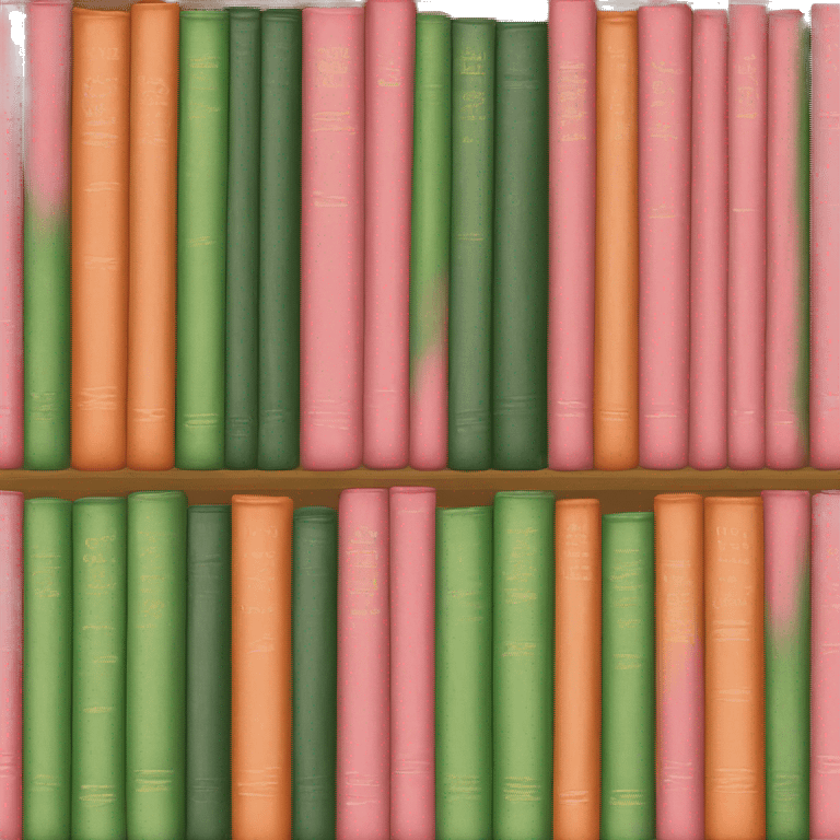 pink, green, and orange books emoji