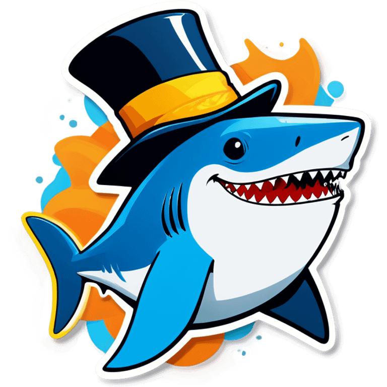 Shark with a top hat emoji