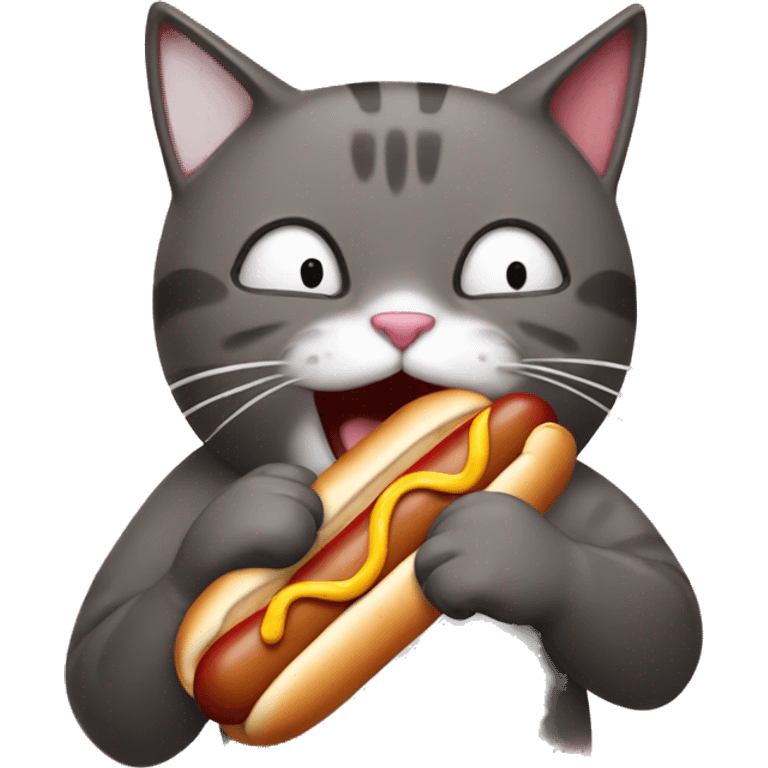 Cat eating hot dog emoji