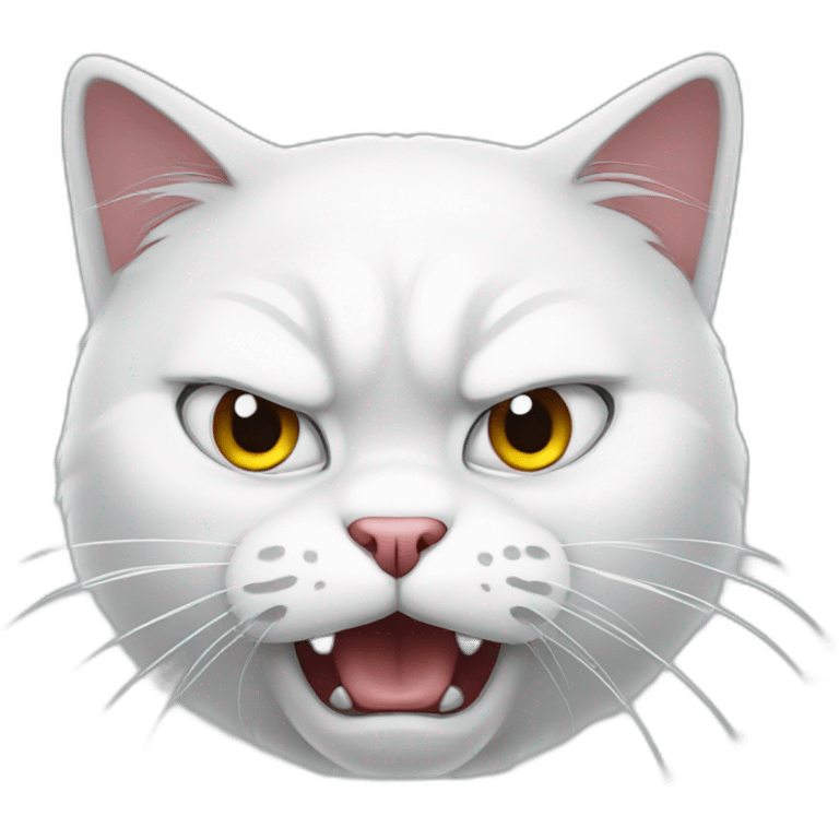 Cartoon White cat angry emoji