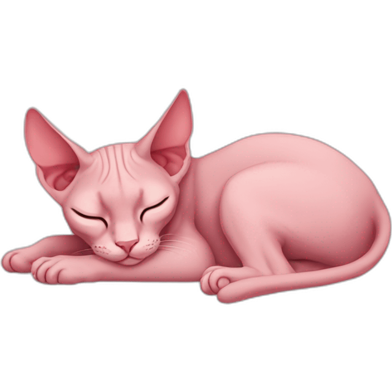 pink sphinx cat sleeping full body emoji