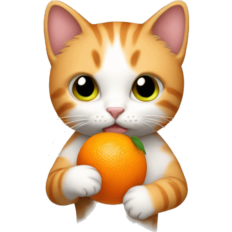 kitty holding two oranges emoji