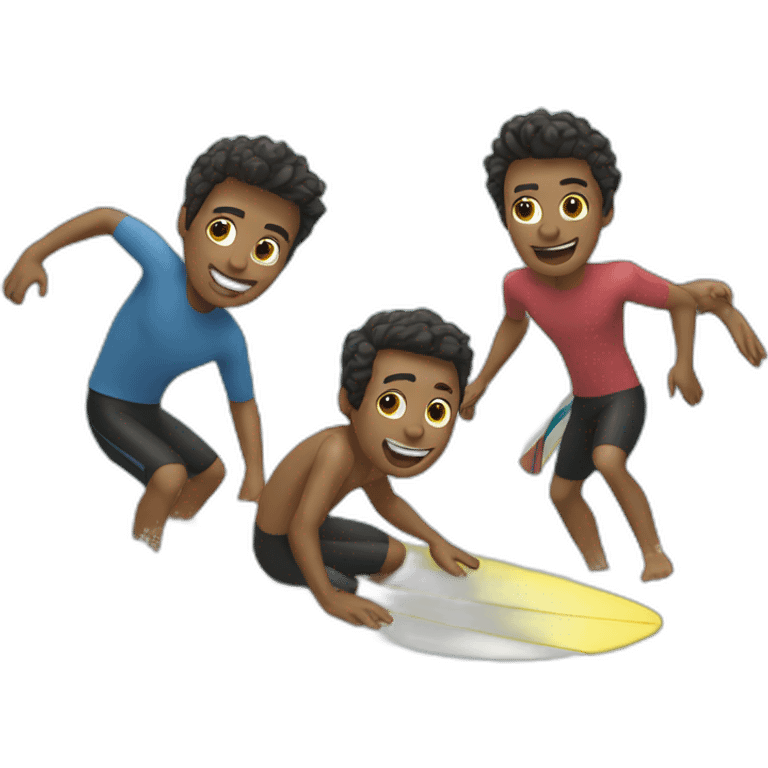 3 guys surfing emoji