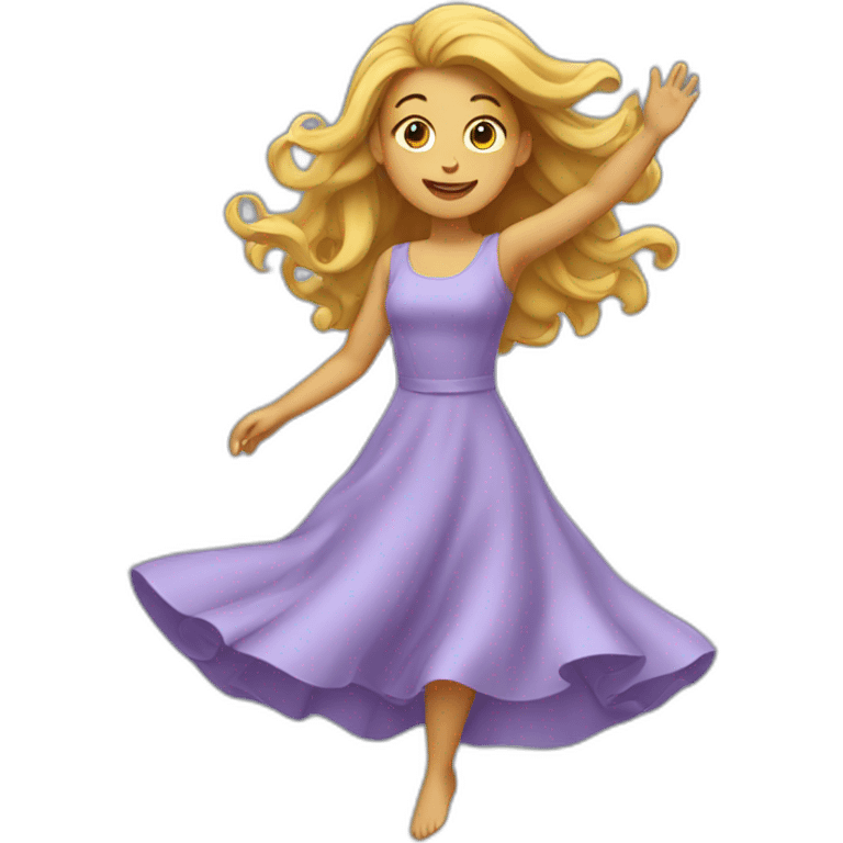 Flying girl in a dress with waving hair emoji